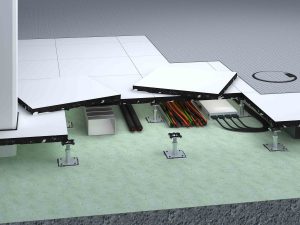 Zdvojená podlaha z renovovaných kalciumsulfátových desek LOOP detail konstrukce Renovovaná zdvojená podlaha LOOP detail konstrukce